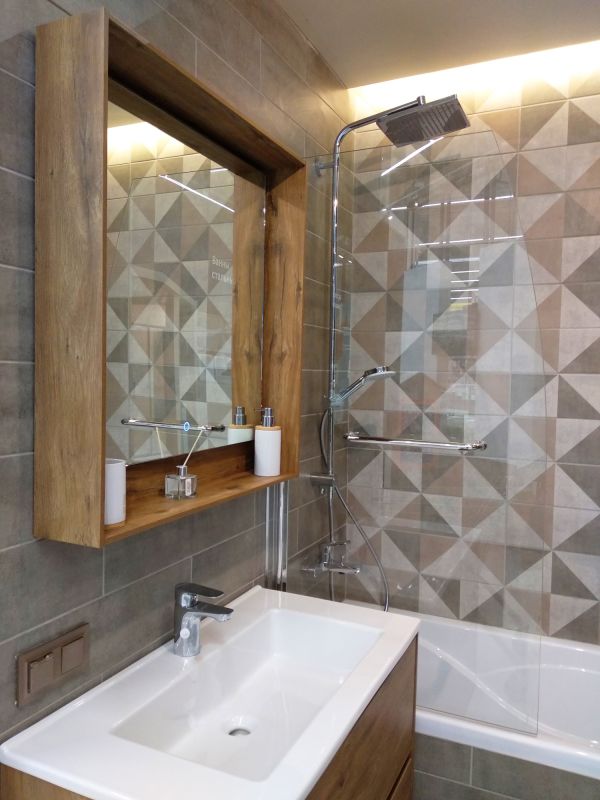 Contemporary Bathroom with Geometric Tiles